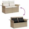 Garden Sofa Set with Cushions and Storage 7 Piece Beige Poly Rattan