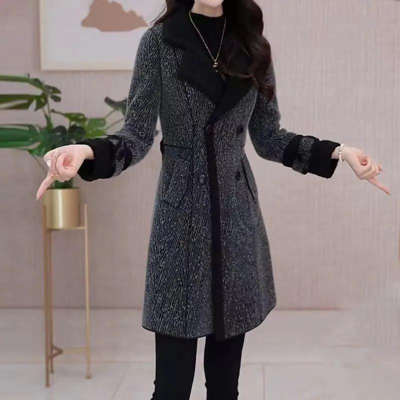Women Autumn and Winter Double Sided Wear Suit Collar Woolen Jacket Female Woolen Coat On Both Sides