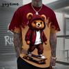 Męskie Koszulki Hip Hop Niedźwiedź Wzór 3D Nadruk Męska Odzież Letnia Nowa Streetwear Oversize Unisex Koszulka Harajuku Męskie Ubrania
