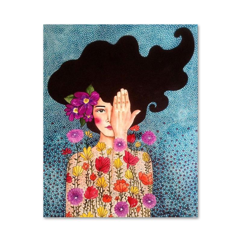 Abstract Style Girl Portrait Canvas Paintings Modern Figure Posters Prints Wall Art Pictures for Living Room Bedroom Home Decor