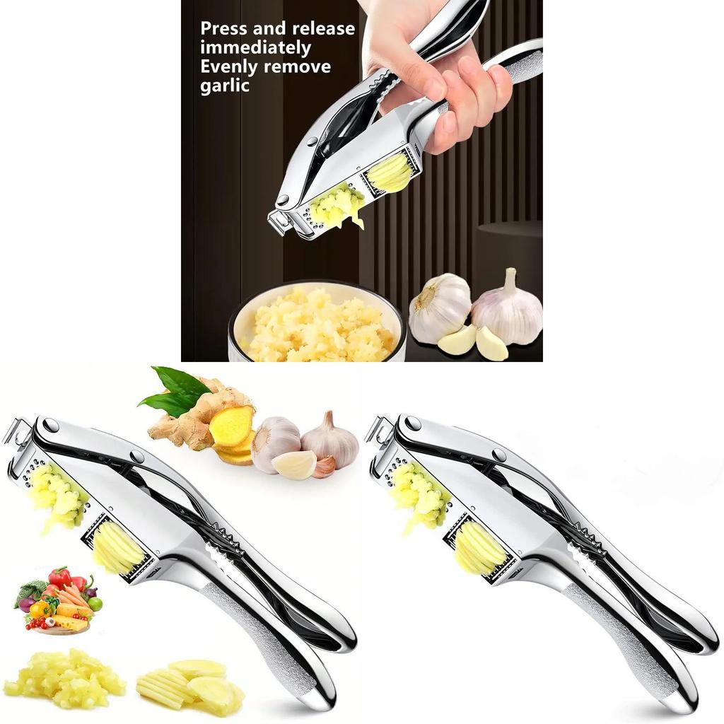 Moderne minimalistische Knoblauchpresse und -schneider aus Metall für den Heimgebrauch und als Geschenk