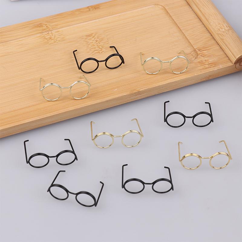 10Pcs Retro Mini Metal Round Doll Glasses Frame Lensless Miniature Eyewear Great For Plush Doll Decoration Accessories