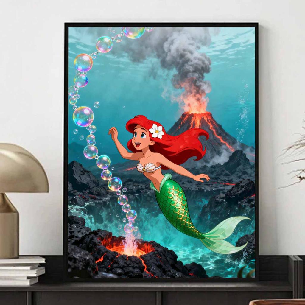 Disney Diamond Art Painting Kit Ariel 5D Diamond Painting Dot Art Home Wall DecorBubbles