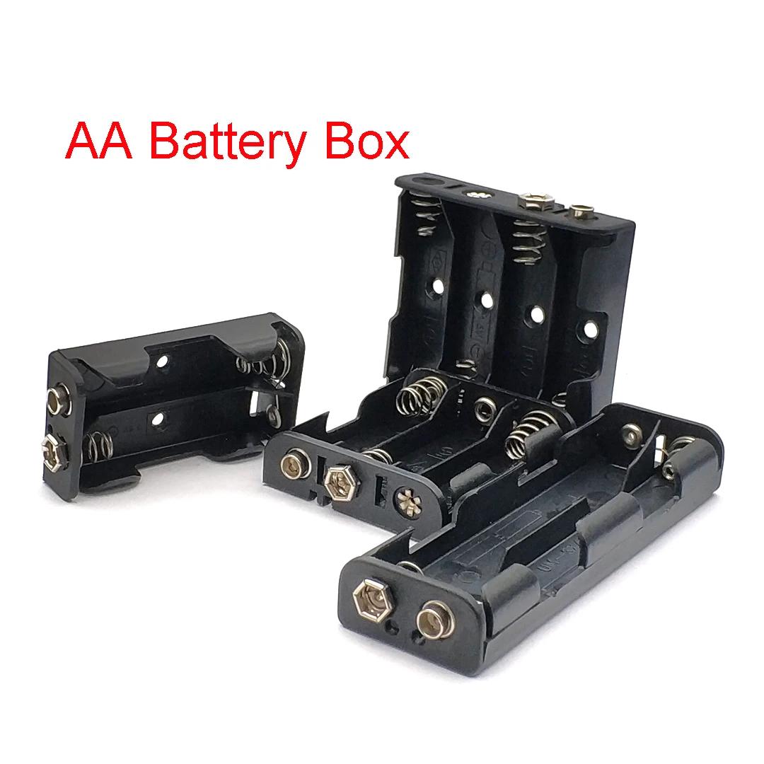 

AA Battery Holder 3V 6V 9V 12V for 2X 4X 6X 8X AA Batteries Black Plastic Storage Box Case Dual Layers with 9V Connector Short-3V