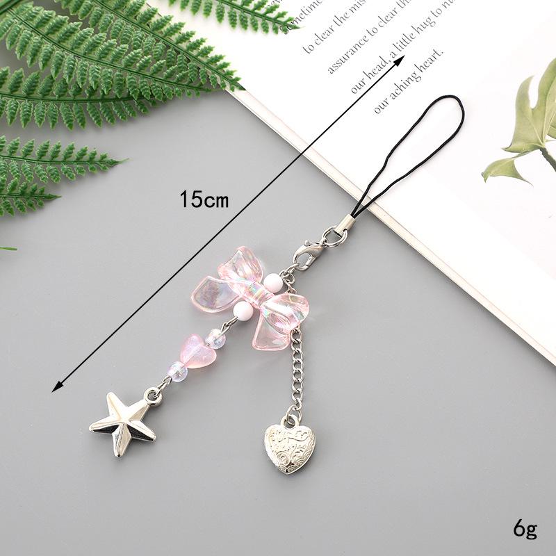 Handmade Colorful Bow Pendant Phone Case Keychain Lanyard Charm