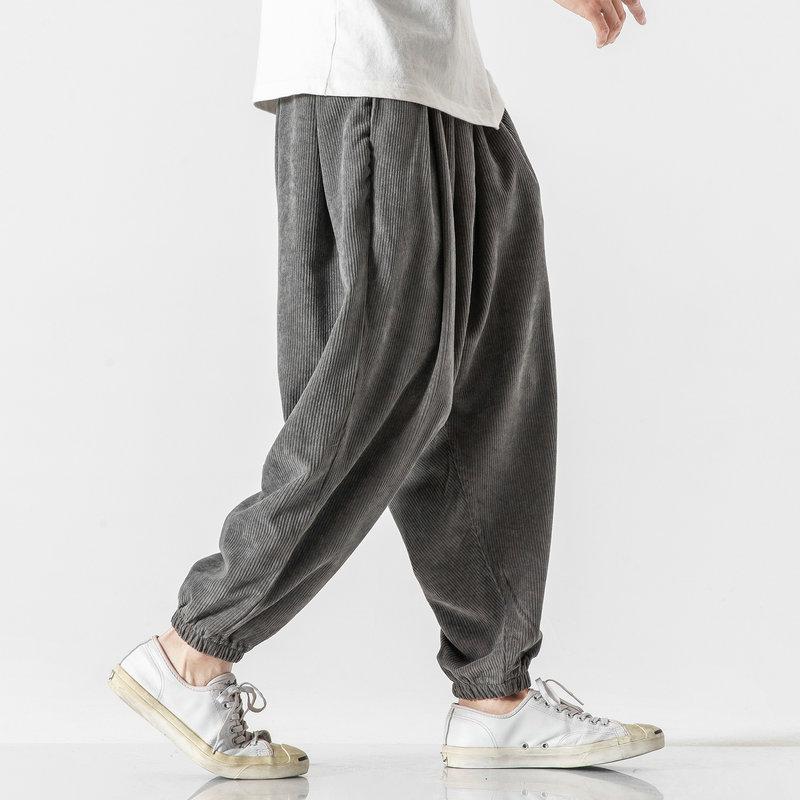 Corduroy Men's Harem Pants Fashion Men Jogging Sweatpants Cotton Casual Trousers Streetwear Ankle-Length Pants