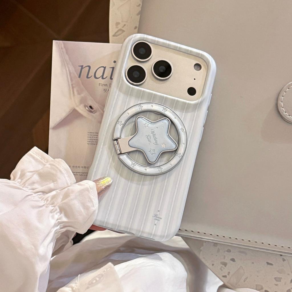 Magnetic Suction Bracket Is Suitable for Iphone17pm Mobile Phone Case Apple 16 Soft Film 13 Stars Striped 17 Korean Matte