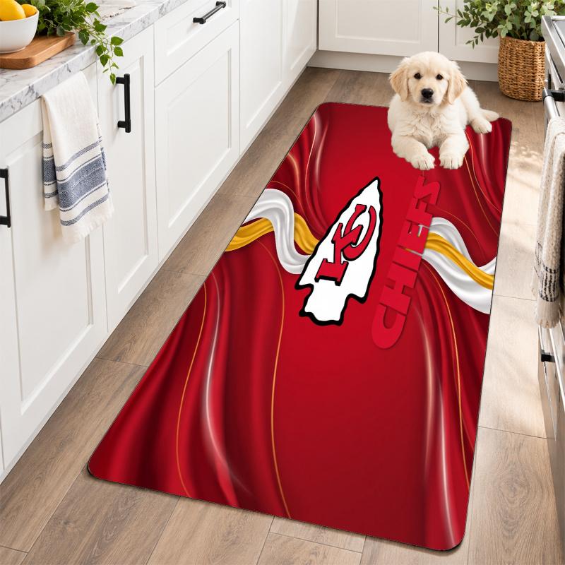 Flannel Kitchen Mat Kansas City Chiefs Soft Area Rug Non Slip Floor Carpet Home Decoration