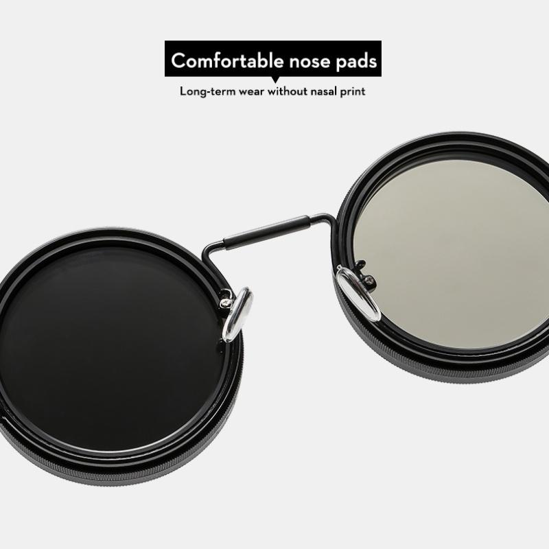 Leisure Round  Adjustable Dimming Double Filter Sunglasses Uv-Resistant Personalized Polarized Light Glasses Eye Protection