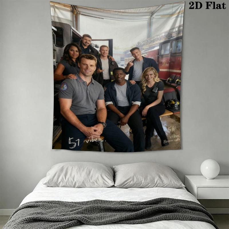 Chicago Fire Wall Tapestry Aesthetic Wall Hanging Printed Fabric Blanket Decorative Tapestries for Bedroom Living Room Home Decor