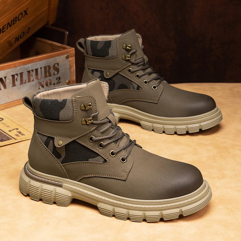Fashion Fashion Autumn Winter High Top Shoes for Men New Designer Ankle Boots Male Casual Botas Male Lace Up Platform Motorcycle Boots