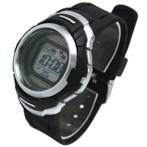 Arias Men's Solar Digital Watch with Dash Function, Waterproof, Multi-Function, Urethane Strap, AD06717-SOL-9, Black