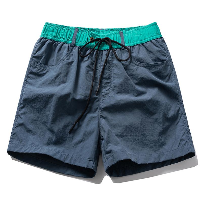 Men's Contrast Waistband Casual Shorts – Elastic Drawstring Nylon Pocket Shorts for Summer Streetwear