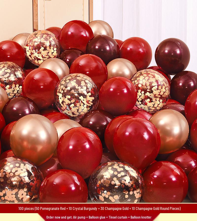 Red Wedding Balloons: Romantic Bedroom & Living Room Decor, Photo Props, Wedding Scene Setup