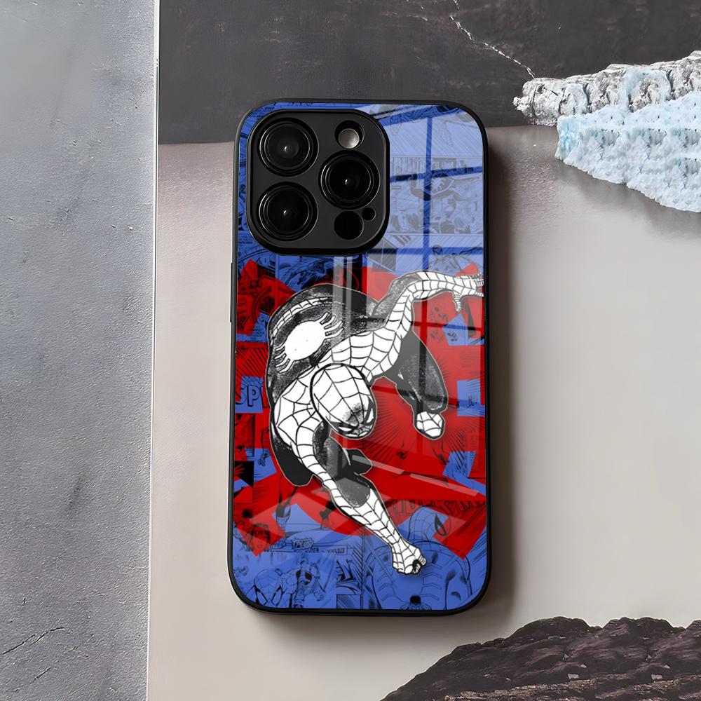 

S-Spiders Cool Man Phone Case For IPhone 17 Air 16 E Pro Max 15 14 13 Mini 12 Pro 11 Max Plus Black Glass Cover iPhone 13 Mini