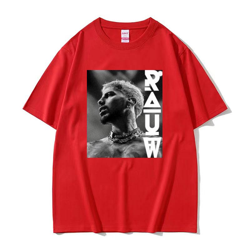 Rapper Rauw Alejandro Reggaeton Trap T-shirt Unisex's Harajuku Retro Hip Hop Punk T-shirts Unisex 100% Cotton Short Sleeve T Shirt