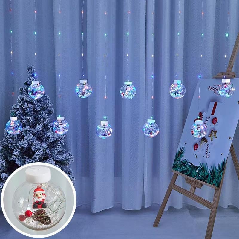 LED Christmas Wish Ball Curtain Lights - Snowman & Tree Festival Decor
