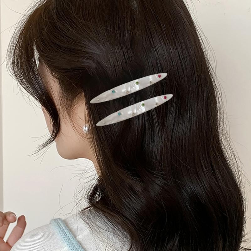 A52E Rhinestones Decors Hairpin Acetate Acid Hair Clip Side Barrettes For Women Updos