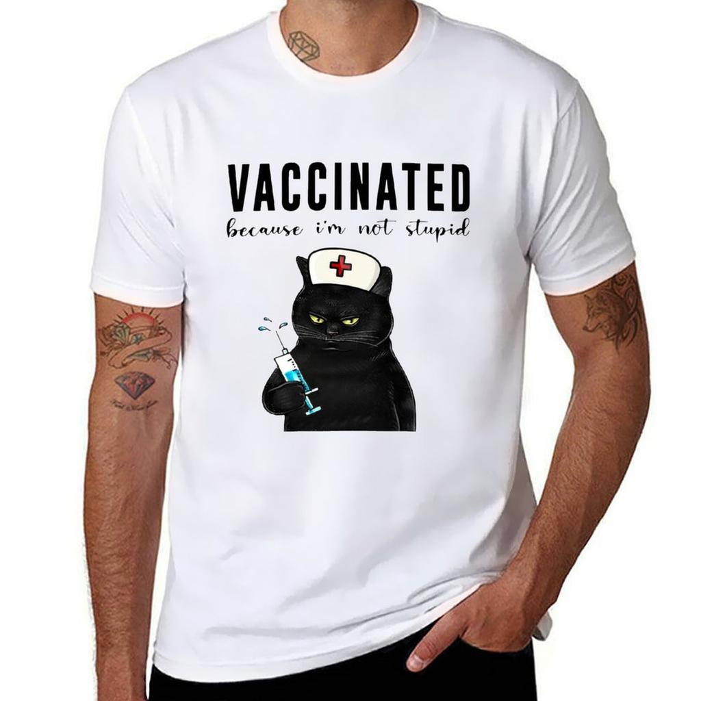 Nurse Black Cat Vaccinated Because Im Not Stupid Tshirt G Unisex T Shirts For Unisex Tshirt