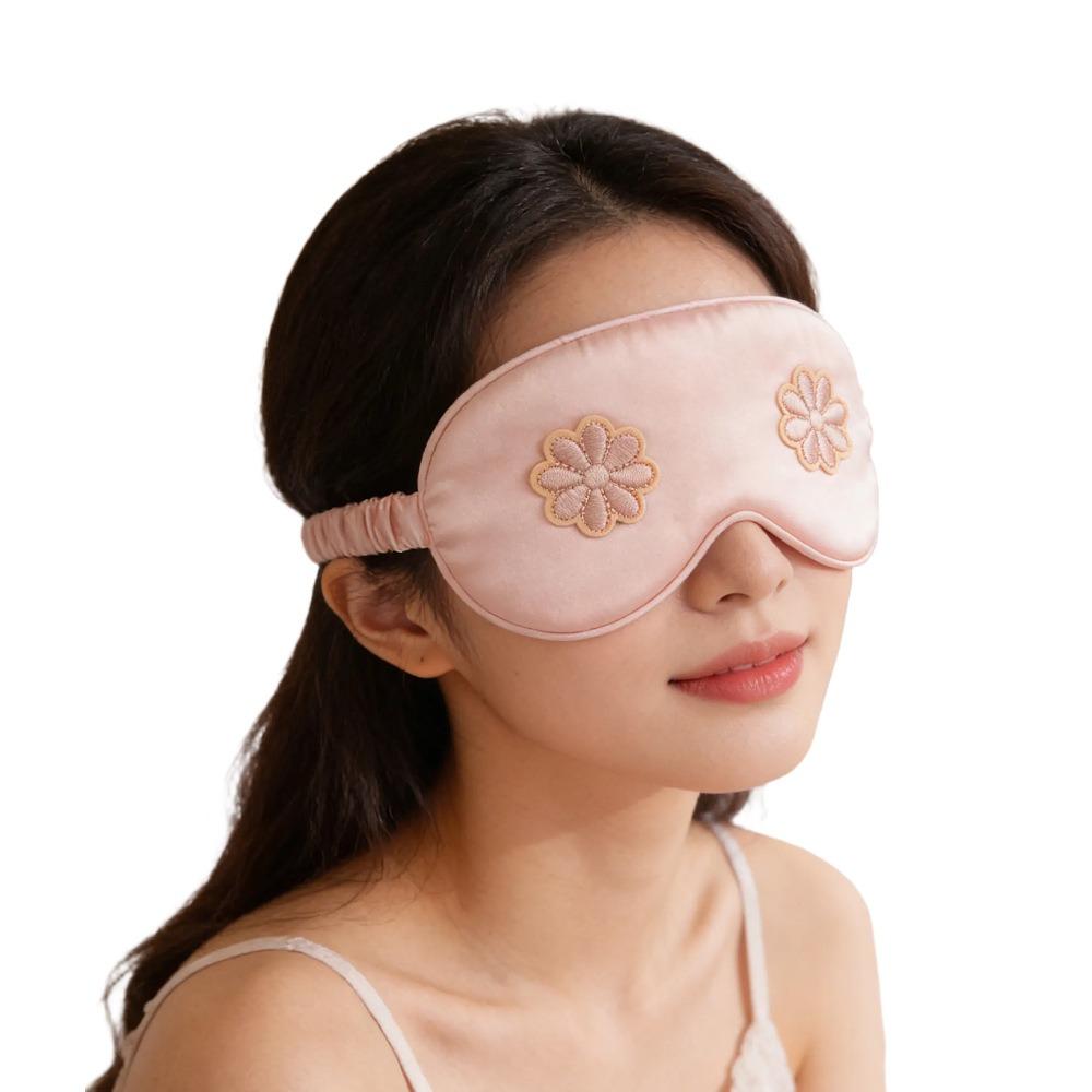 Flower Embroidered Eye Mask for Sleep Travel Comfort Women's Cosmetic Eye Mask with Flower Design
