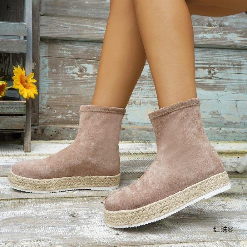 Женские осенне-зимние новые модные и простые повседневные короткие ботинки на толстой — фото 3