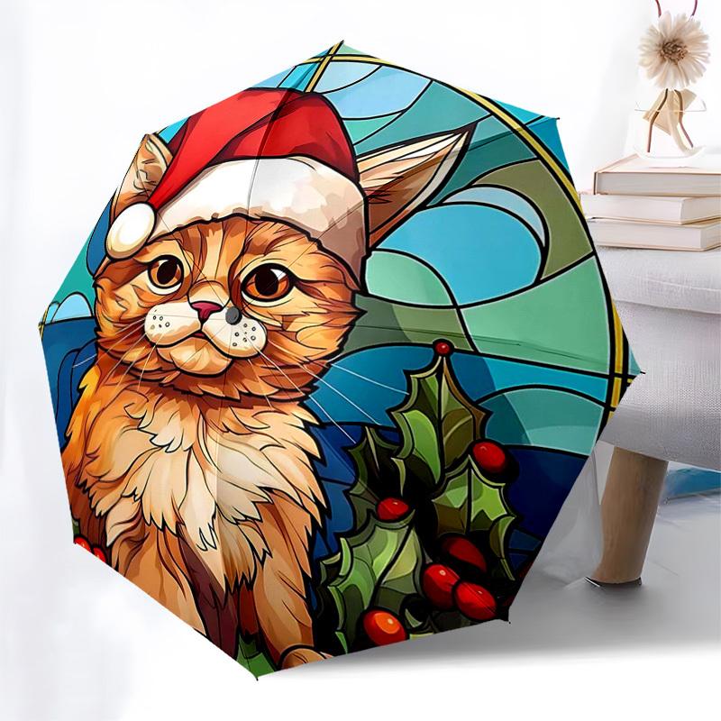 

1pc Christmas Plaid Snowflake Deer Automatic Folding Umbrella, Portable 3-Fold Design, 8-Bone Iron Frame Outdoor Umbrella, Festive Gift for Fans, Trav