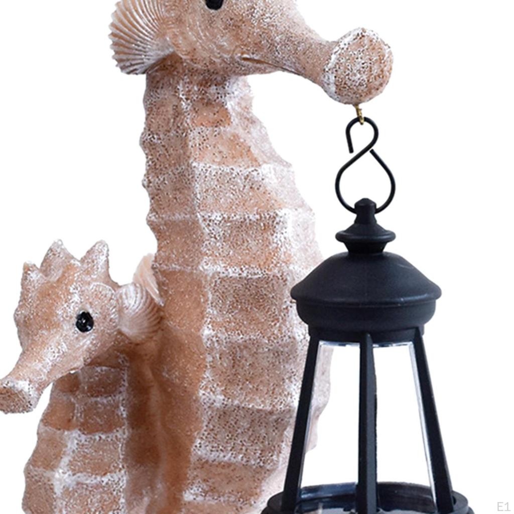 Ornament with Solar Light Garden Statue Creative Decoration Lovely Resin Figurine Seahorse Shaped