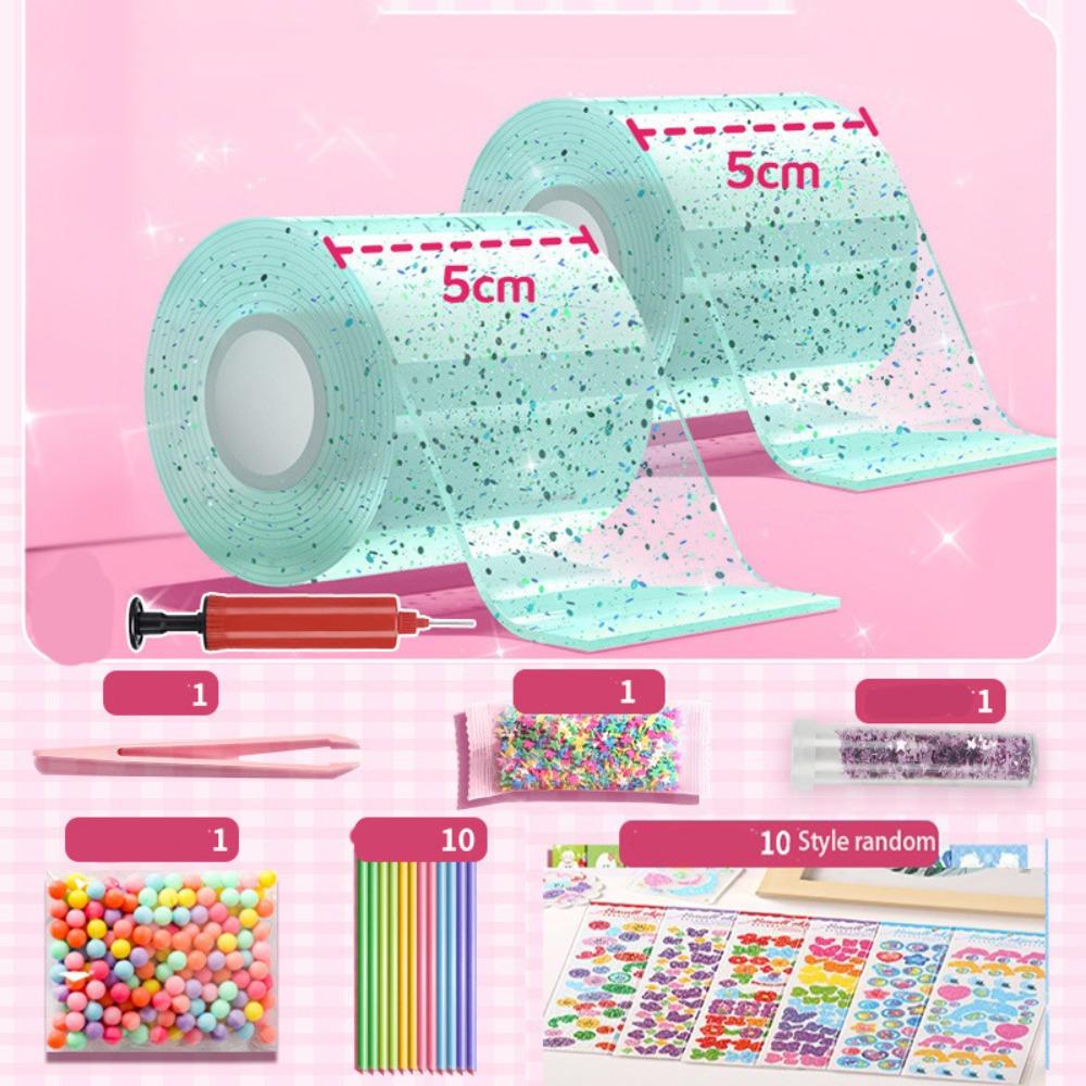 Transparent Blowing Bubble Full Set Reusable Nano Tape Crafts Nano Tape Toys School Supplies
