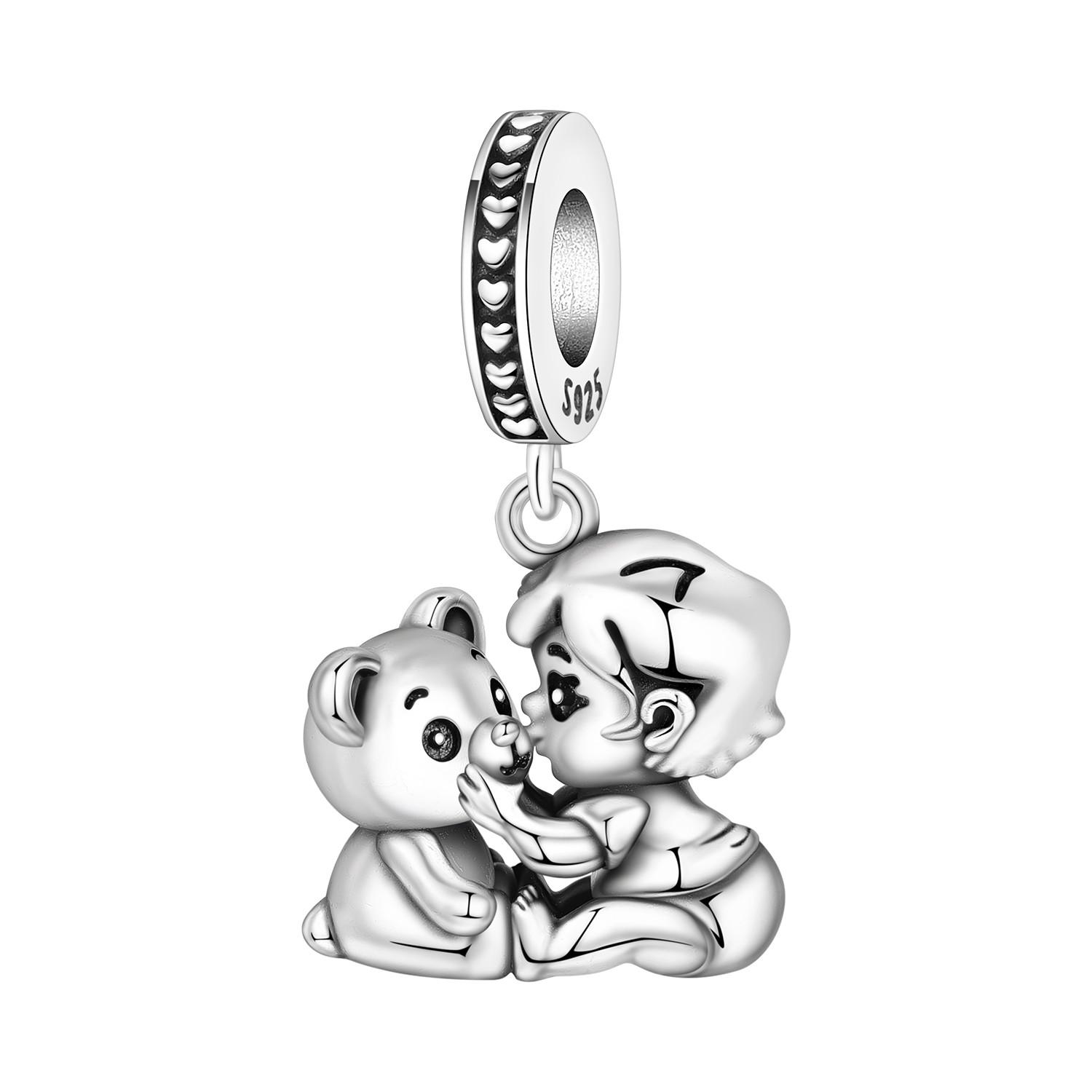 

PANPOKI Copper Metal Boy And Cute Bear Pendant Bead Component Charm Bead Components Bead Components Compatible With Bracelets Do It Yourself Party