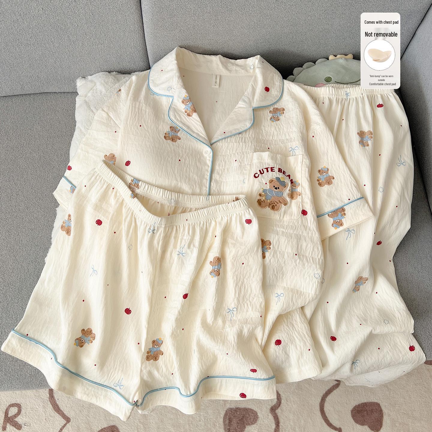

2026 Women s Summer Plaid Pajama Set: Short-Sleeve Top, Long Pants, 3-Piece Set for Indoors & Outdoors XXL