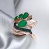 Luxury Dark Green Opal Zircon Rings For Women Vintage Black Plating  Rose Gold Color Wedding Rings Fine Daily Jewelry