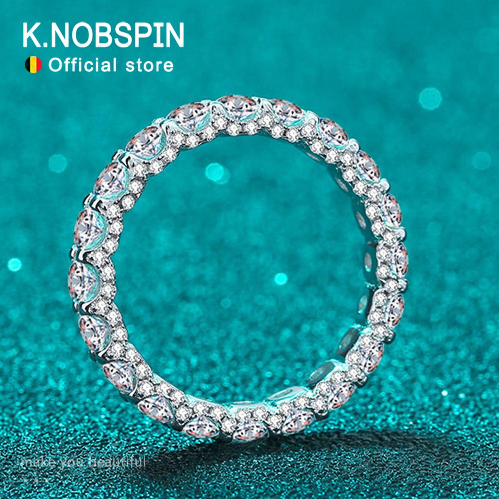 Knobspin 2.5ct D Color Moissanite Ring for Woman Wedding Jewelry with GRA Sliver Plated 18k White Gold Wedding Band