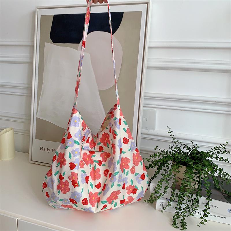 

Elementary school fresh floral cotton bag student retro canvas shoulder bag foreign style women s messenger bag