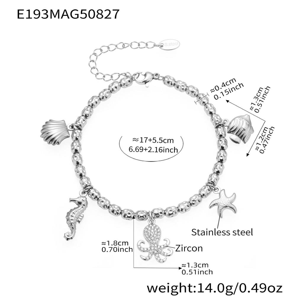 Qiong Yao Ocean DIY Beaded Bracelet Set: Starfish Shell 5A Zirconium Stainless Steel Ornament