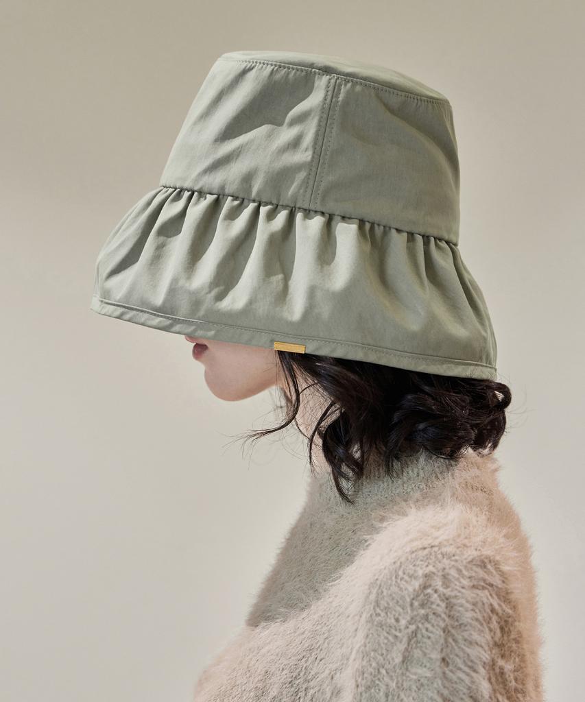 Bajal Metal Tip Shirred Bucket Hat Khaki