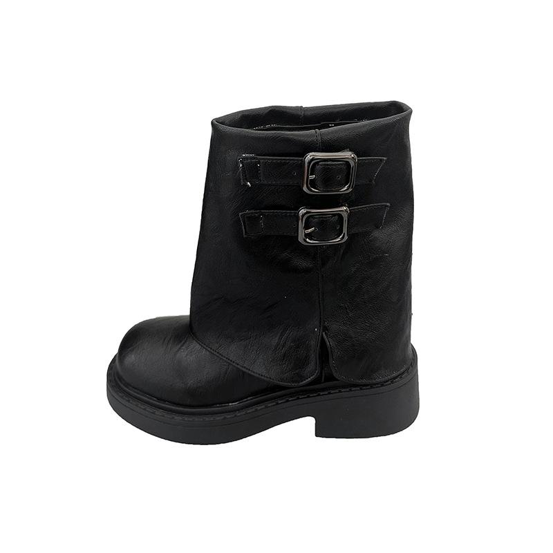Retro small boots women's new autumn models in 2025 with skirts, long boots, thick-soled height-enhancing and thin knight boots