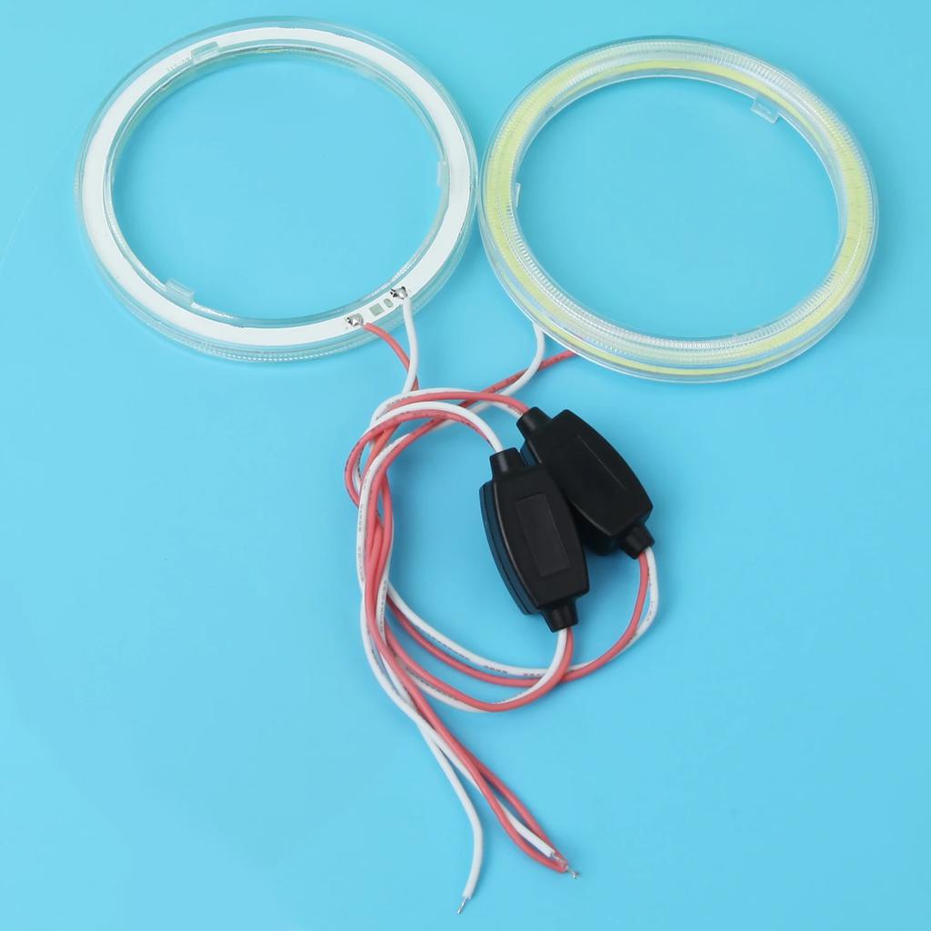 2 Stück COB-Angel-Eye-LED-Weißlicht-Autoscheinwerfer Motorrad-Kreisringlampe 12-24V Styling-Licht Dekorative Lichter
