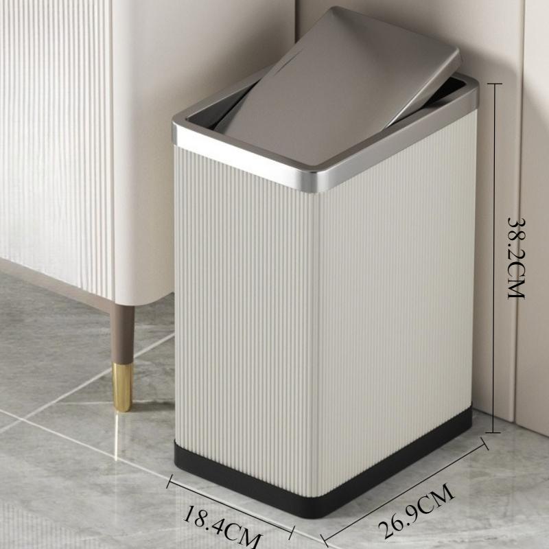 Stainless Steel Trash Can with Lid Luxury Large Capacity Trash Bin Minimalist Built-in Wastebasket Home Room Bathroom Supplies