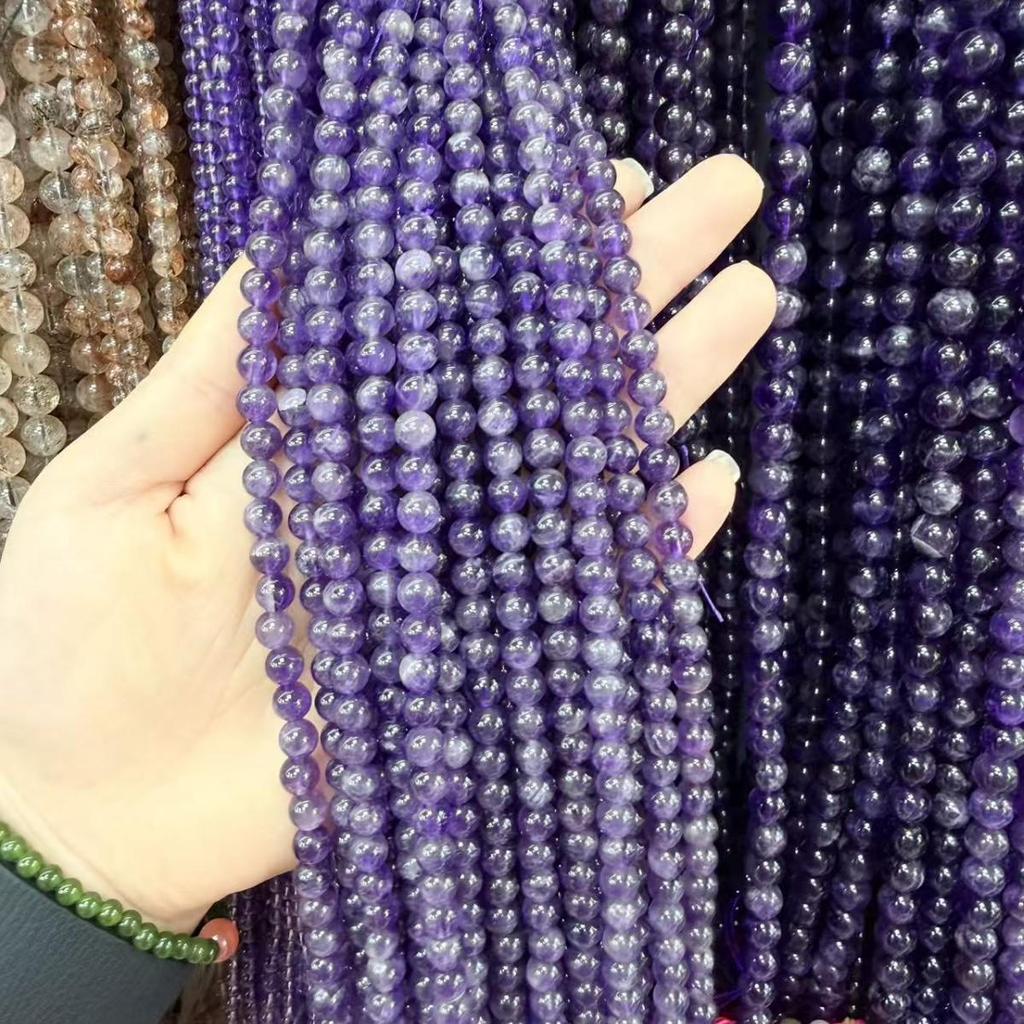 Chi Li Transparent Purple Crystal Ore Loose Beads, Dreamy Semi-Finished Natural Stone Strands for DIY Jewelry.