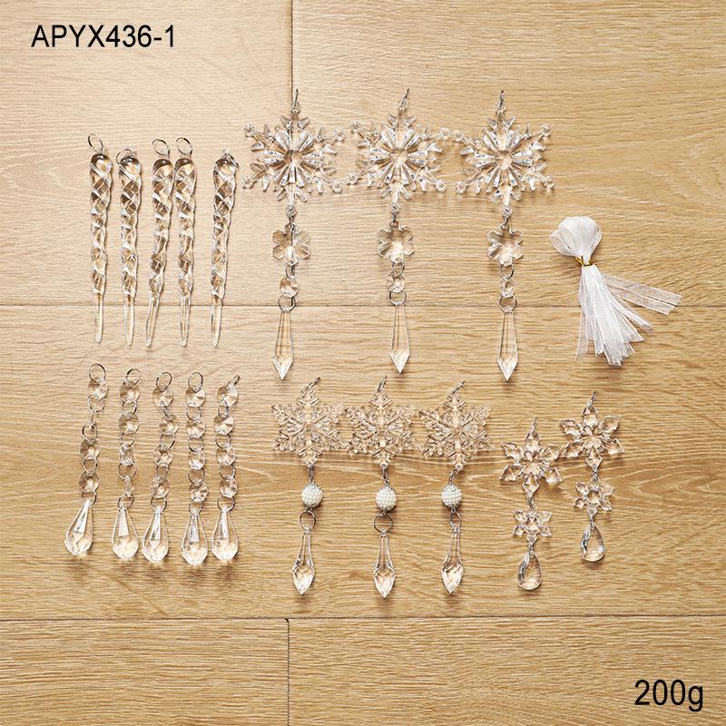 Clear Acrylic Snowflake & Icicle Ornament Set for Christmas Trees - Multiple Pack Available