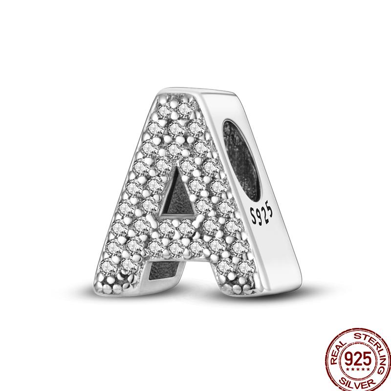 Copper 26 Letter Copper Series Shiny Zircon Lucky Letter Beads Charm Suitable Fit 3Mm Original Bracelet
