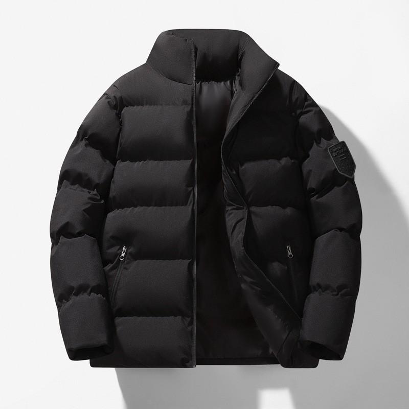 Mens Womens Winter Thick Cotton Puffer Jacket Stand Collar Zip Front Casual Streetwear Outerwear Youth