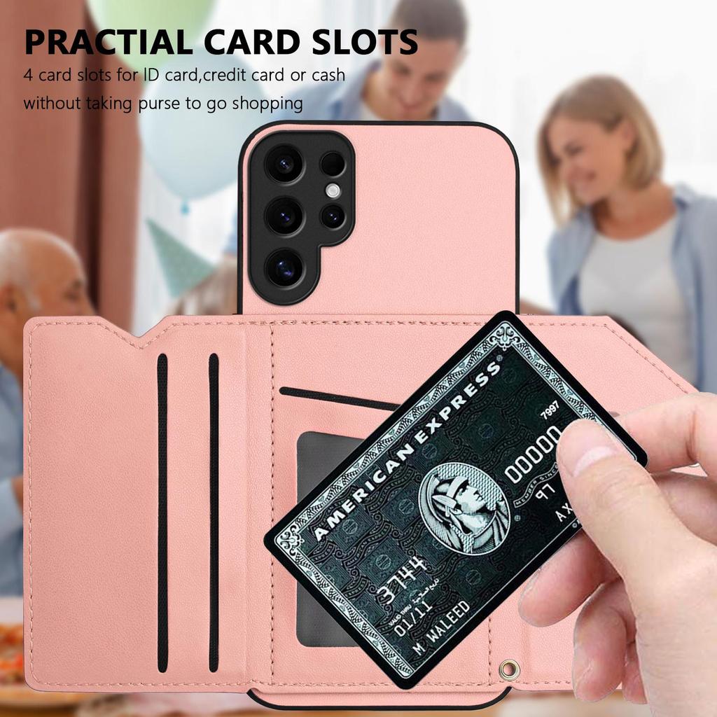 Für Samsung Galaxy S24 Ultra Hülle Kartenhalter Ständer Hautgefühl Handyhülle mit Handschlaufe