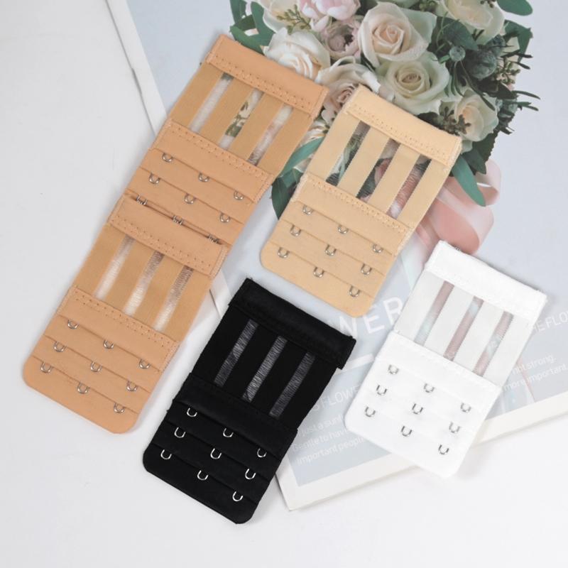 4PCS 3-Hook Women Lingerie Strap Soft Comfortable Adjustable Bra Extenders with Buckle Strap Bra Extension Intimates Accessories
