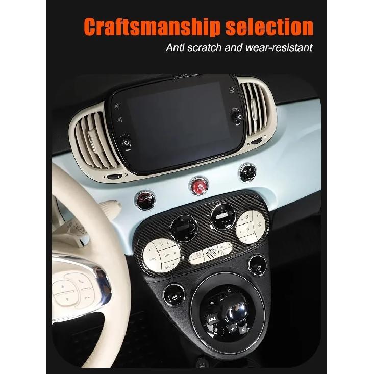 Für Fiat 500 2016-2024 ABS Kohlefaser Auto Klimaanlagen-Einstellschalter Knopf Rahmen Abdeckung Innenraum Auto Zubehör