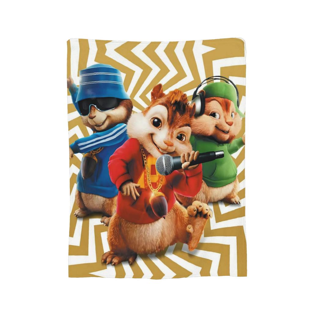 A-Alvin and the Chipmunks Knitted Blanket Coral Fleece Plush Movie Warm Throw Blanket for Bedroom Sofa Bedspread