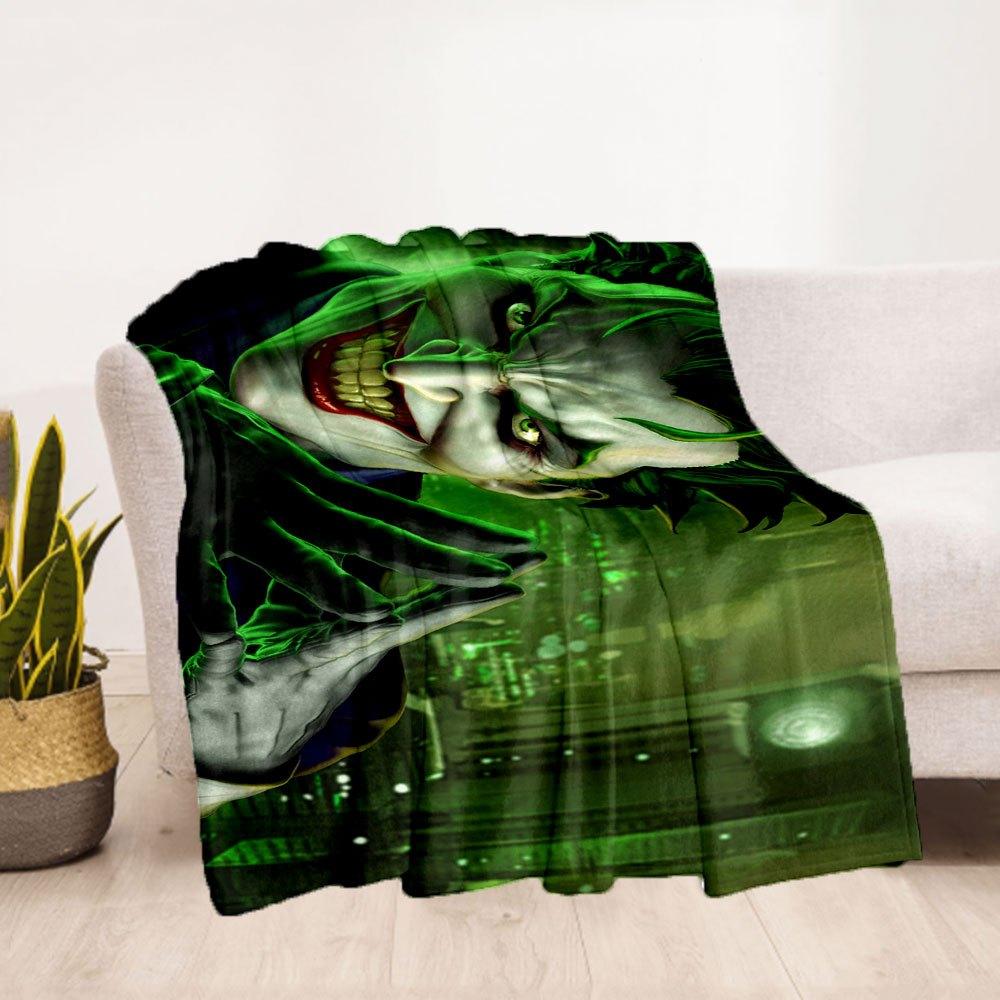 The Joker Art Print DC Comics Villain PosterBlanket Flannel Throw Blanket for Sofa, Bed, Travel, Camping, Office, Couch, Chair