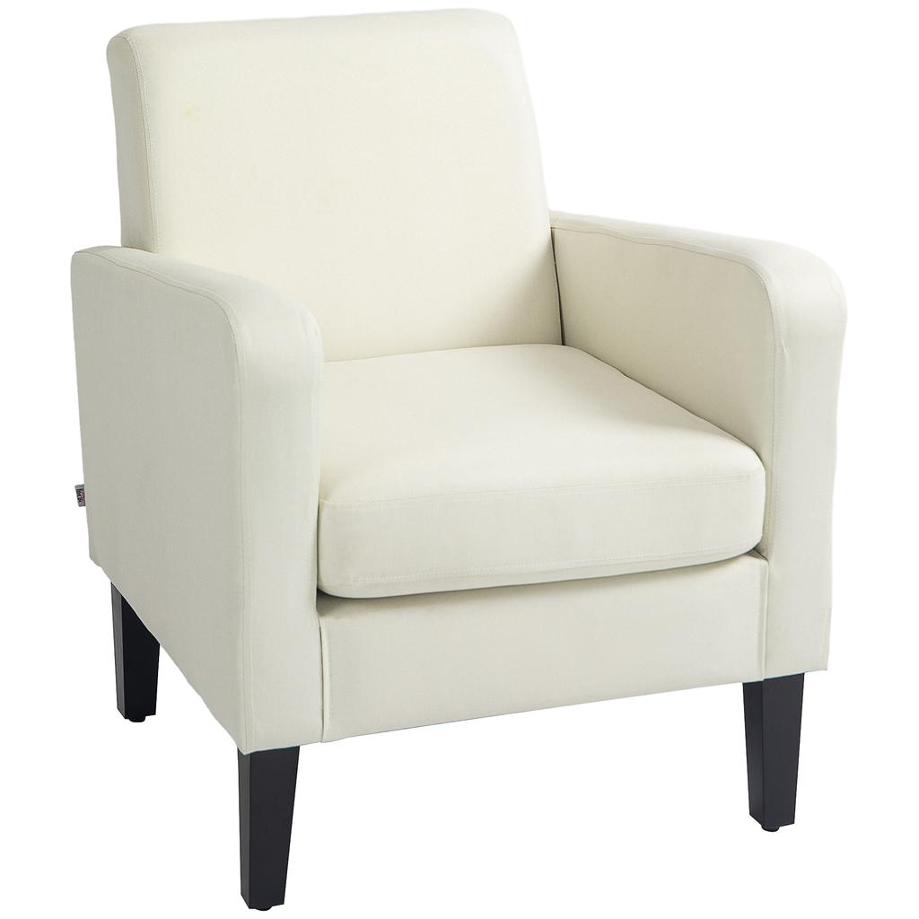 Modern Fabric Bedroom Armchair with Armrests, 66x72x74 cm, Cream