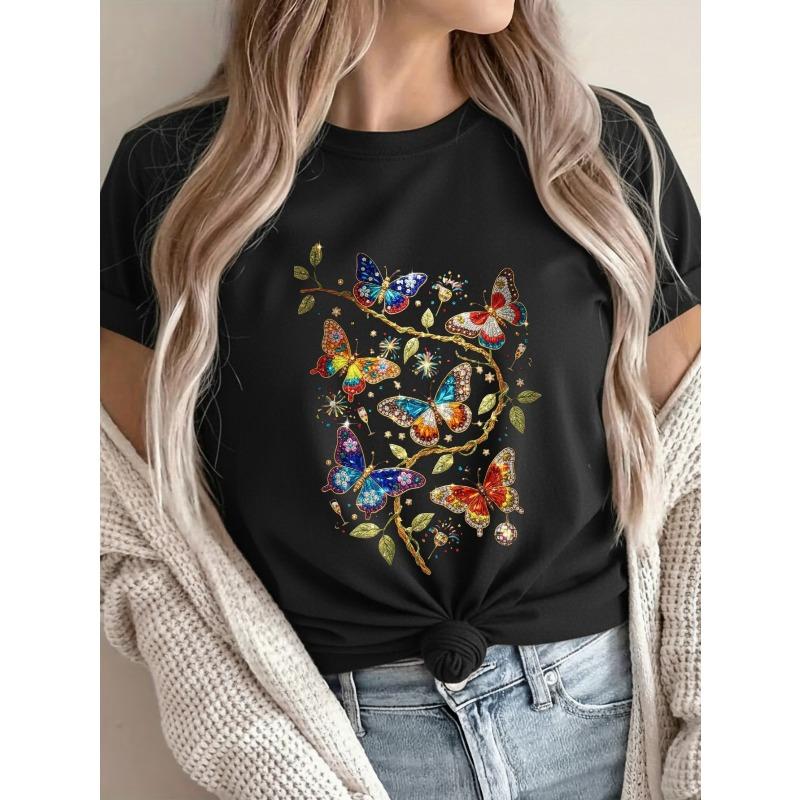 Women S And Leisure T-Shirt, Women T-Shirt, And Fitness, Leisure Travel, Campus Party Butterflies Vine S чёрный