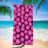 Pink Kiwi Slice Beach Towel Colorful Fruit Pattern On Dark Background Fun Tropical Design Soft Absorbent Microfiber Towel